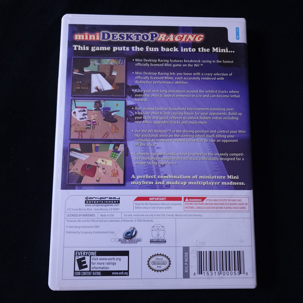 Mini Desktop Racing Nintendo Wii 2007 Complete Game w/ Manual Tested & Working - Picture 2 of 3